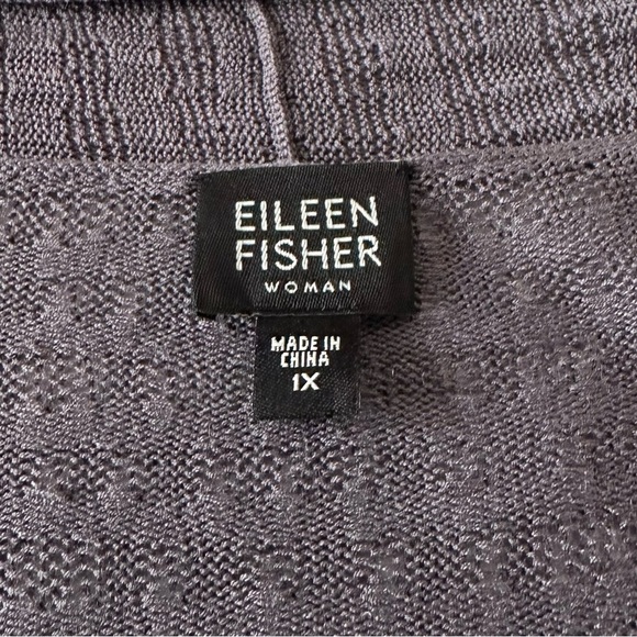 EILEEN FISHER SILK KNIT TEXTURED OPEN PURPLE CARDIGAN SIZE 1X - Picture 9 of 12